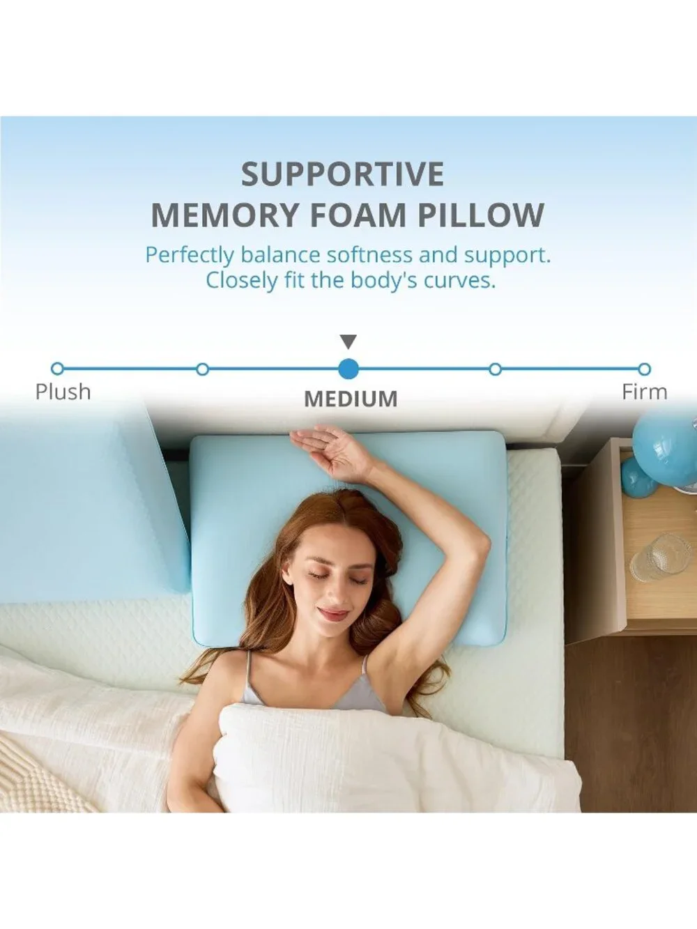 〽️Cooling Gel Memory Foam Pillow for Hot Side Sleepers Neck Support Pillow Blue